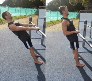 Starting with your feet directly under the bar makes the exercise easier