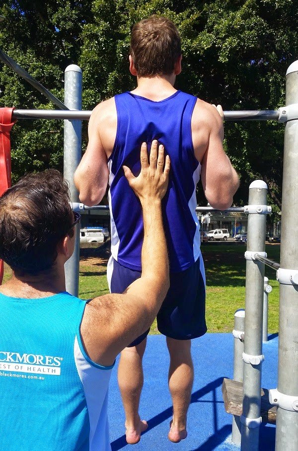 Dave Mace and Yury Glikin demonstrate partner assisted pull-ups