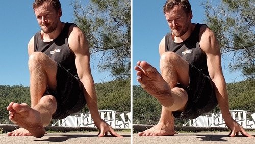 Assisted Deep Dragon Pistol Squat With Leg Raise