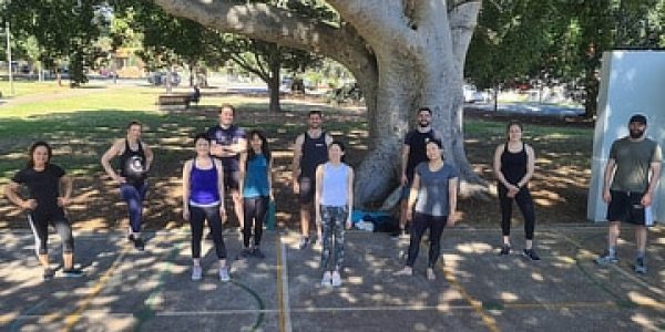 bodyweight strength workshop attendees smiling